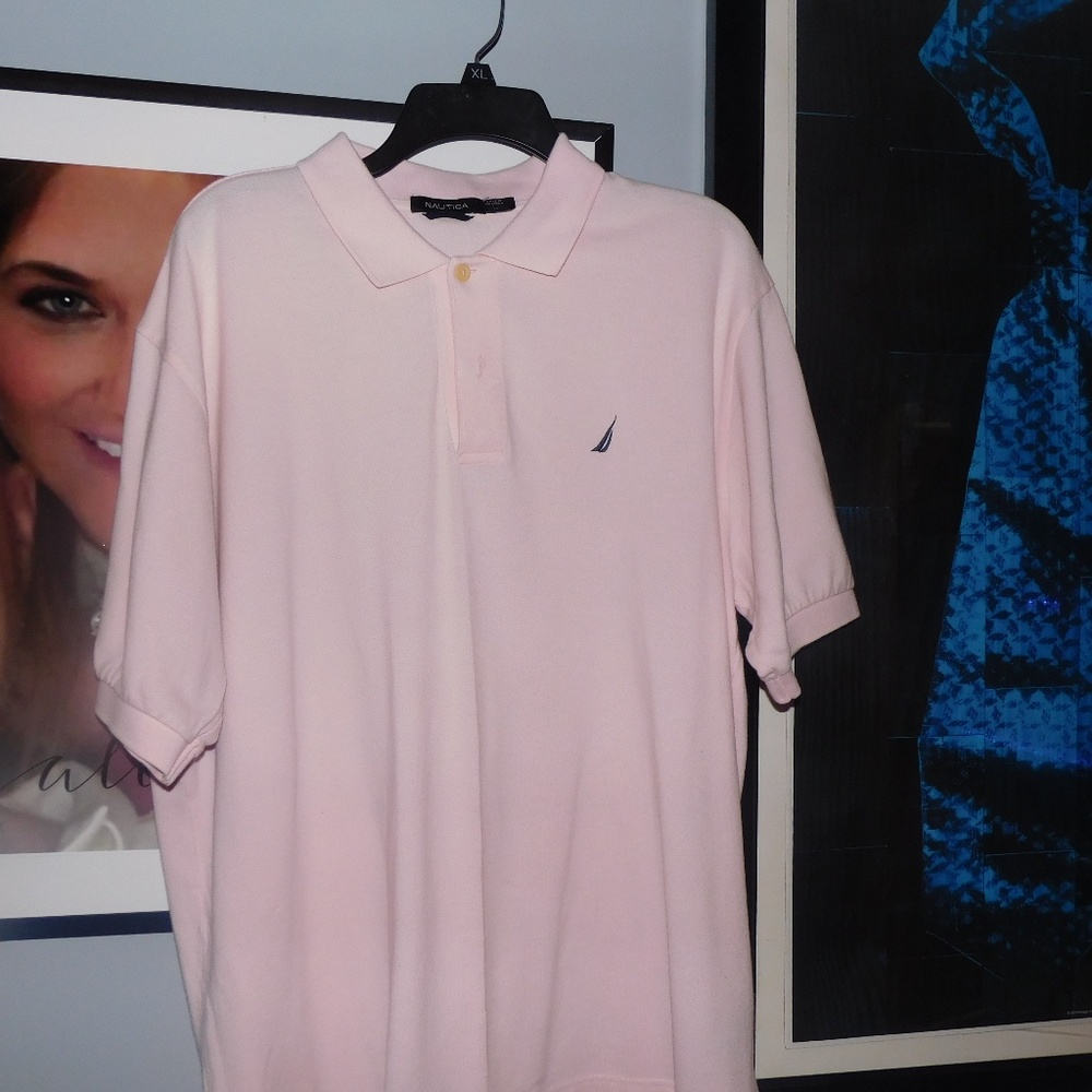 Like New Nautica Men's Polo Color: WHITE/BLUE